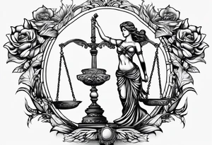 Themis with scales in hands tattoo idea