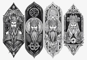 Nordic gods with runes tattoo idea