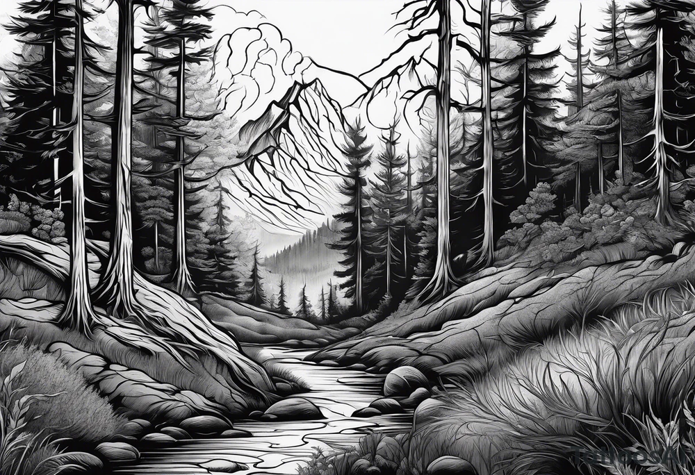 Living to dead forest tattoo idea
