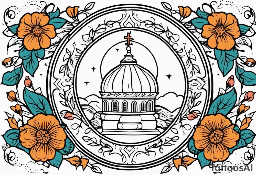 pray

old school vintage simple traditional design with vintage flowers surrounding
bold color simple tattoo idea