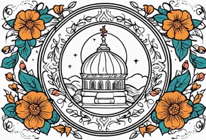 pray

old school vintage simple traditional design with vintage flowers surrounding
bold color simple tattoo idea