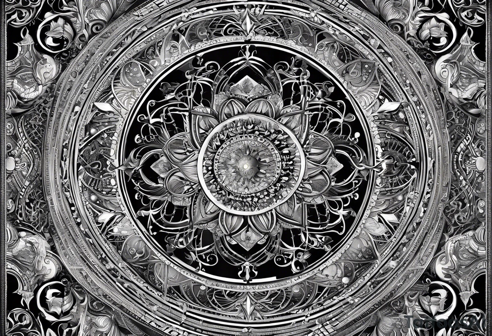 I have multiple tattos but i am getting a sleeve done on my arm.
I want the sleeve to be only about time space continuum, purpose, desire and ambition linked to it. I want the concept to me about how miniscual we are in this universe but how we feel big and lose perspective and a sense of purpose. I also want Shiva to be added to the tattoo as shiva is considered the destroyer which scientifically goes back to big bang. SO create a tattoo for me in geometric design for my whole right arm tattoo idea