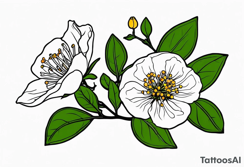 Hawthorn flower with Saturn tattoo idea