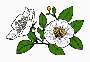 Hawthorn flower with Saturn tattoo idea