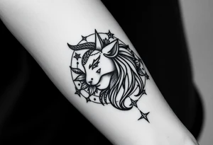 Capricorn head and body y starsign  10x10 cm 

Flowers or stars tattoo idea