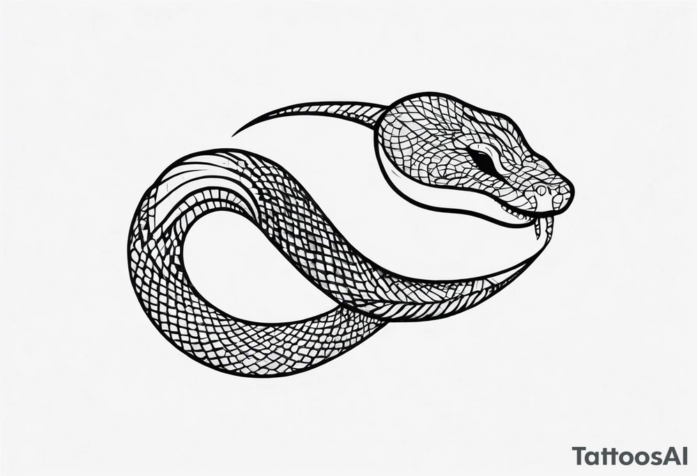 A snake wrapped around an arm, tongue in the form of a crescent tattoo idea