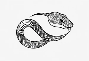 A snake wrapped around an arm, tongue in the form of a crescent tattoo idea