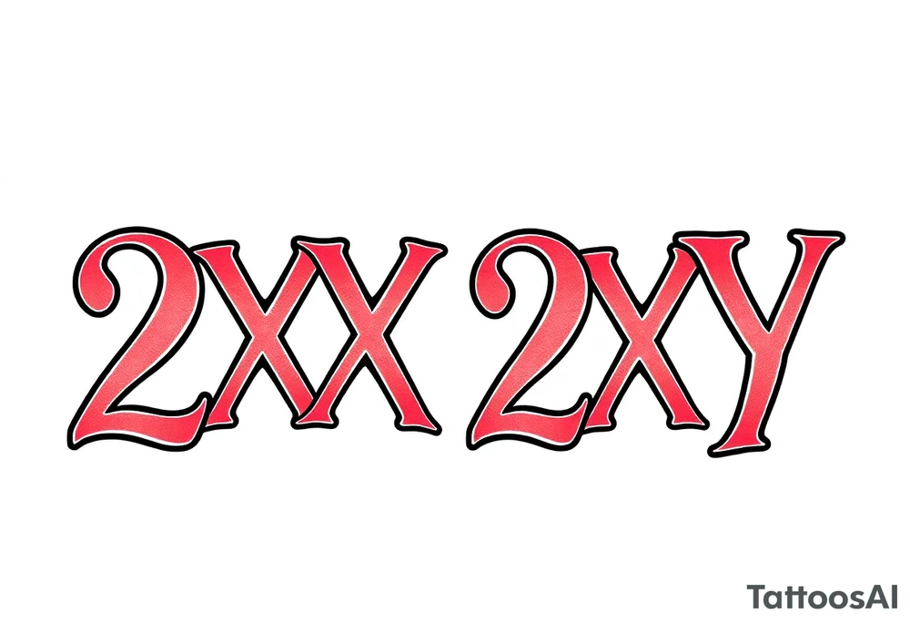 Tattoo that says 2XX 2XY in cute font tattoo idea