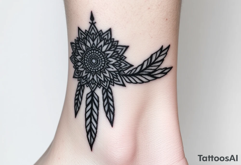 spiritual feathers ornamental mandala shaman tattoo idea