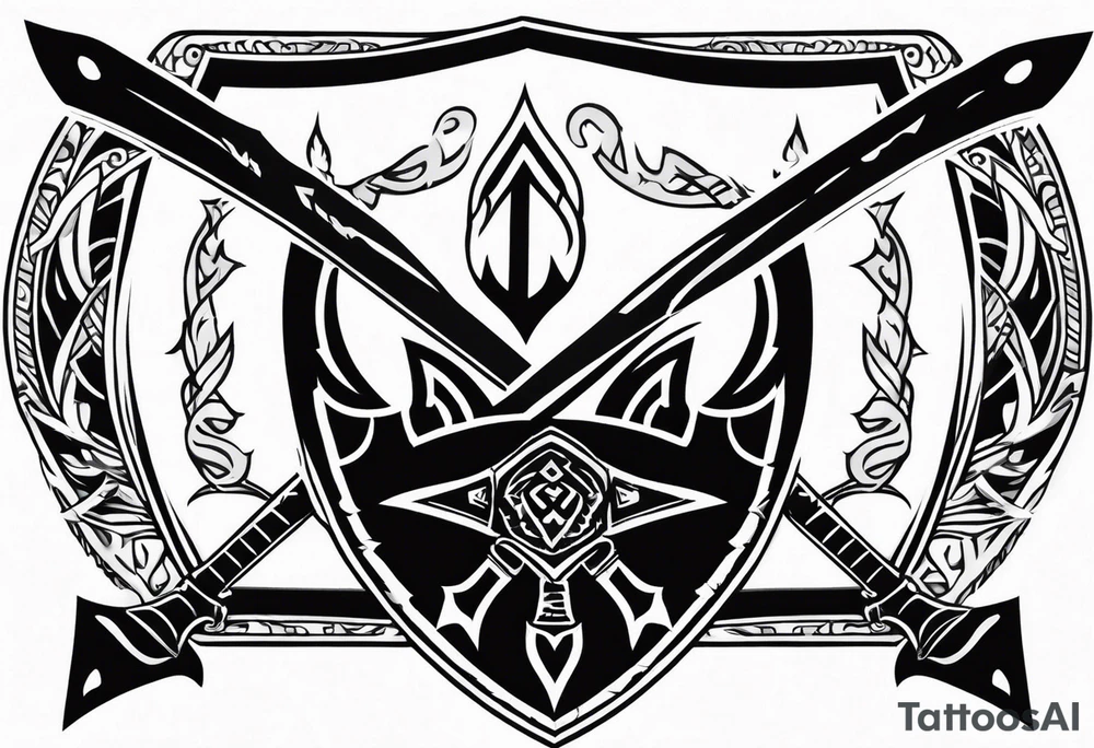 Valhalla sword shield axe tattoo idea