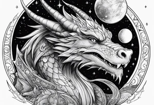 Wizard dragon in space planets tattoo idea