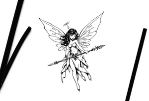 Dark fairy with weapon tattoo idea