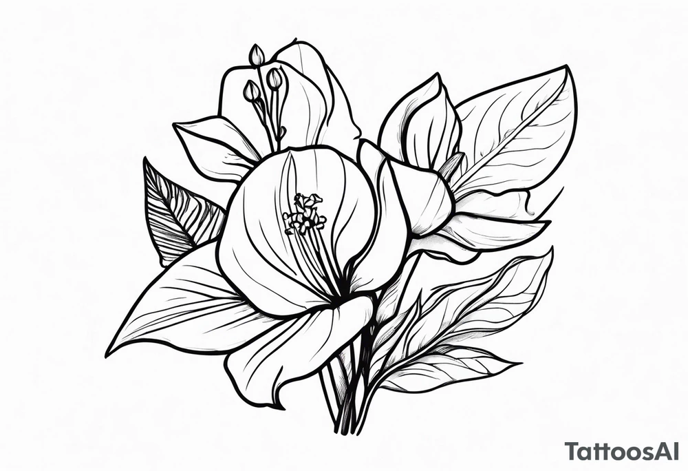 Bouquet of Flowers with anthurium and carnation tattoo idea
