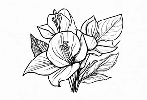 Bouquet of Flowers with anthurium and carnation tattoo idea
