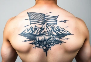 Masculin, American flag, country, mountains, wildlife, nature, racing , father of 4,
blue collar sleeve tattoo idea