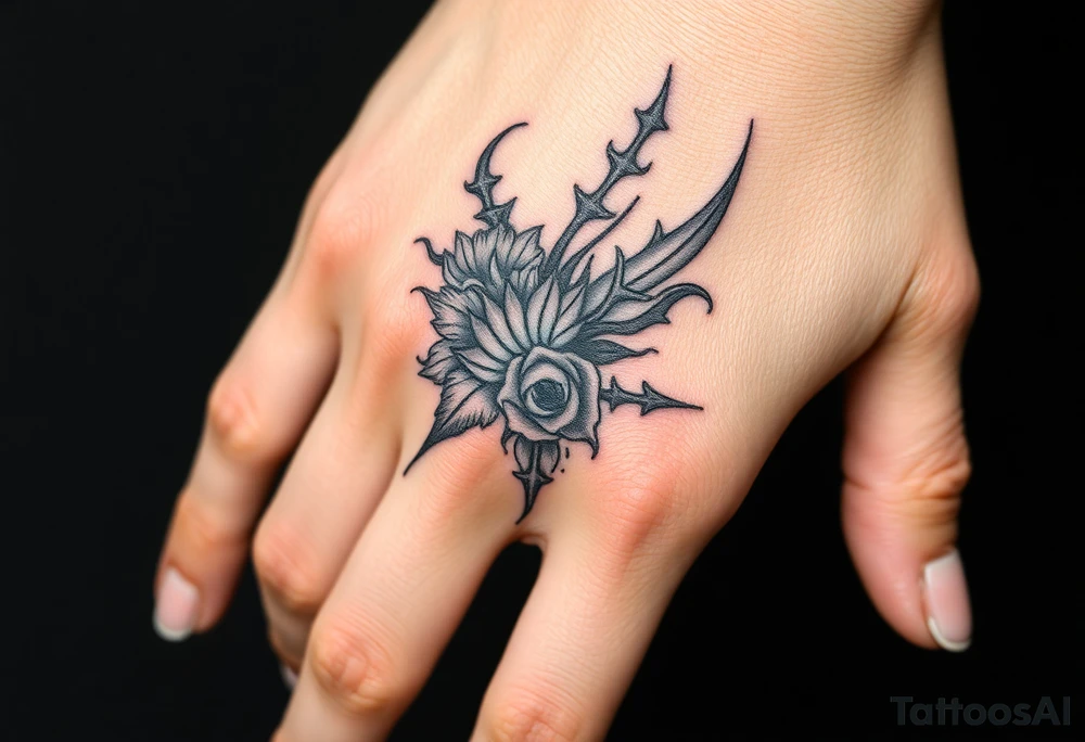 Design a hand tattoo based on dark romance tattoo idea