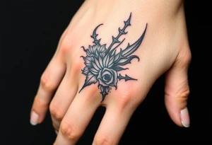Design a hand tattoo based on dark romance tattoo idea