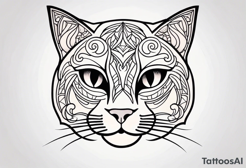 stylized cat face tattoo idea