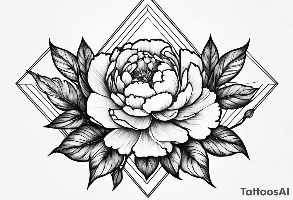 Triangle, peonies, lines, sun, thin lines, aesthetics, tattoo for girl tattoo idea
