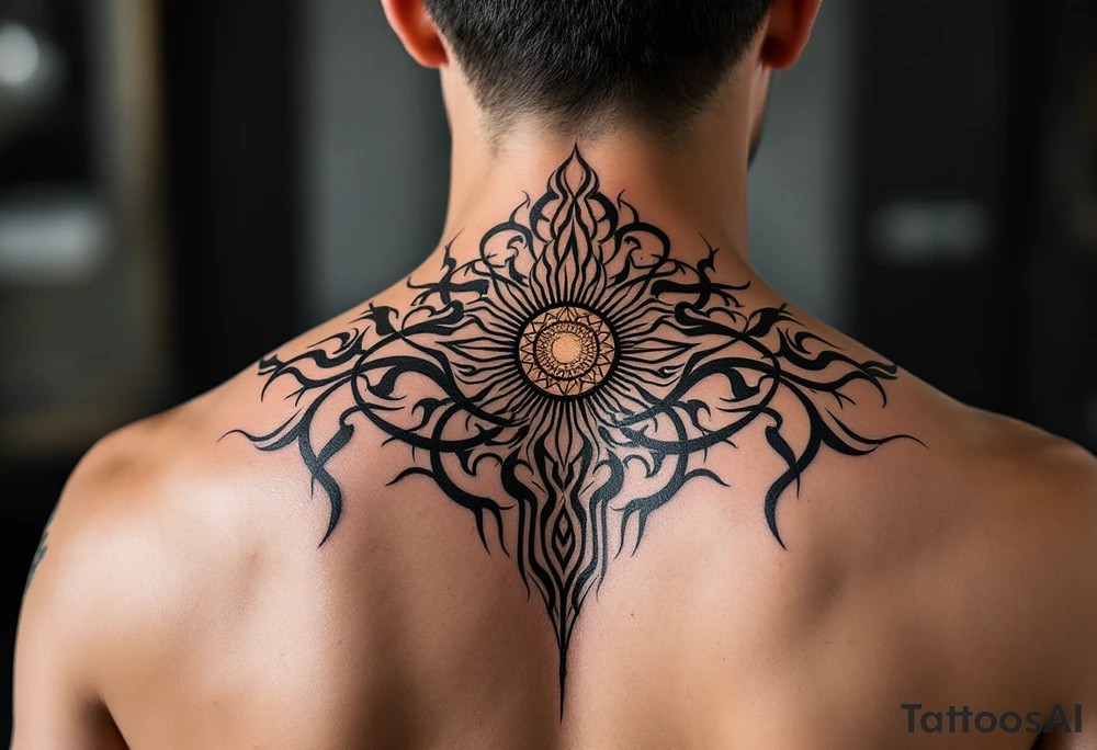 Word "phuong" written with sun inner arm tattoo idea