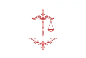 Tattoo that combines the star sign Taurus and Libra ,in red , down the spine tattoo idea