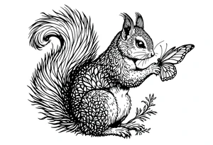 A squirrel holding a butterfly tattoo idea