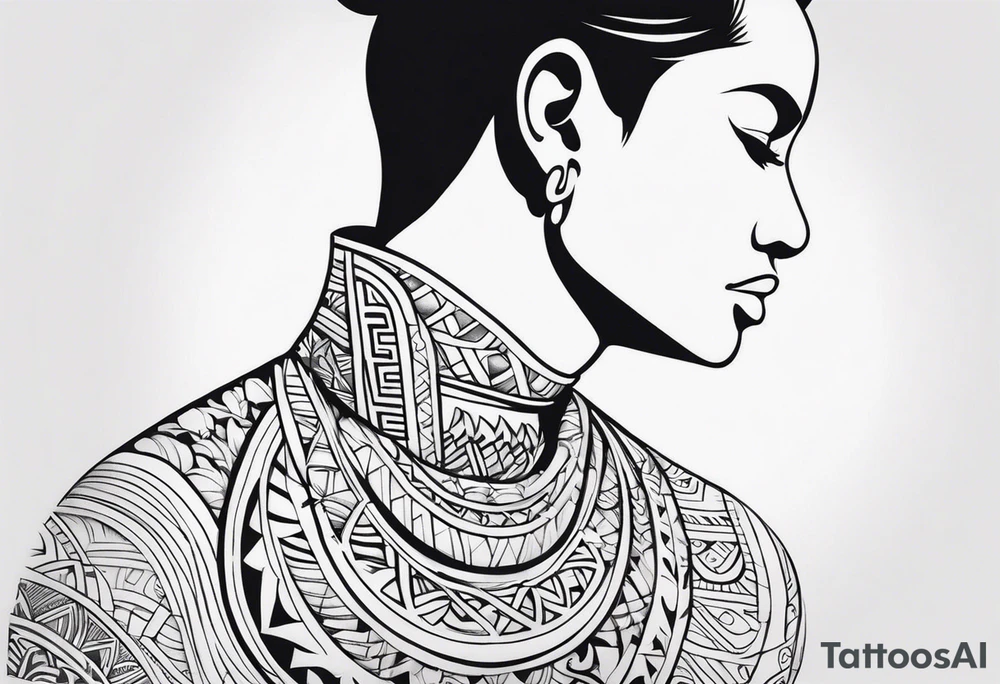 Polynesian neck to chin tattoo tattoo idea
