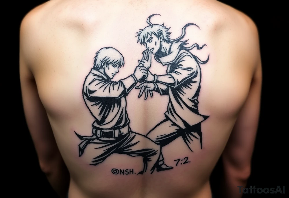 Anime fight scene tattoo idea