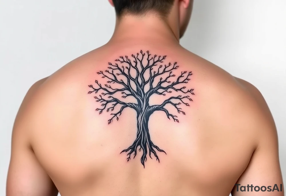 Bold colorful tree of life tattoo idea