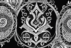 Celtic styling, anchor, bass clef note, treble clef note, dog paw print, half sleeve, forearm tattoo idea