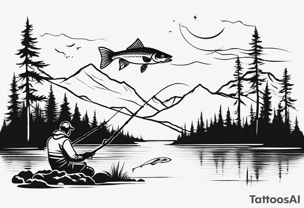 hunting and fishing tattoo idea