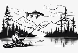 hunting and fishing tattoo idea