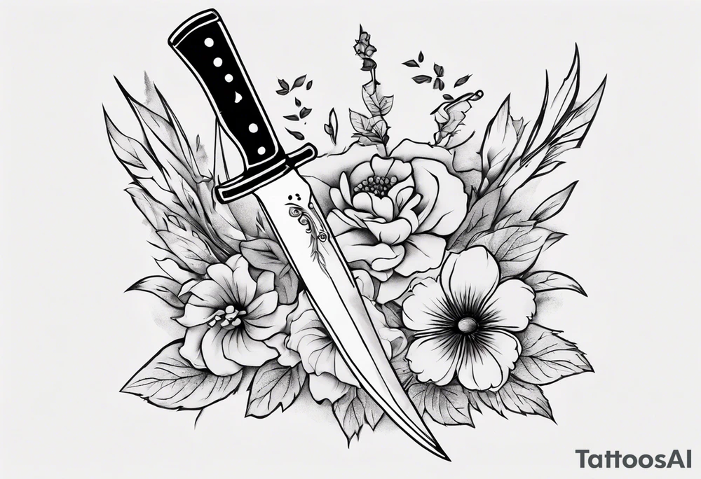 A knife stuck in a flower tattoo idea