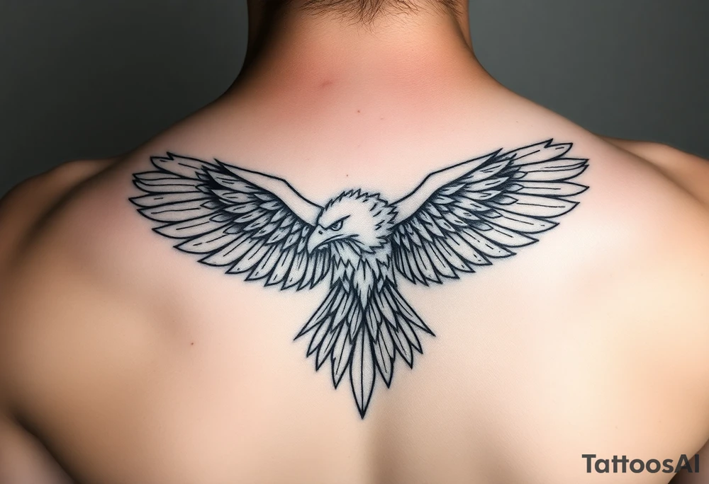 Abstract eagle tattoo top down view with fine line tattoo idea Abstract eagle tattoo top down view with fine line tattoo idea