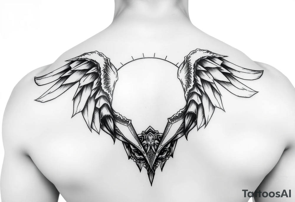 Мощный орел с крыльями из колючей проволоки tattoo idea