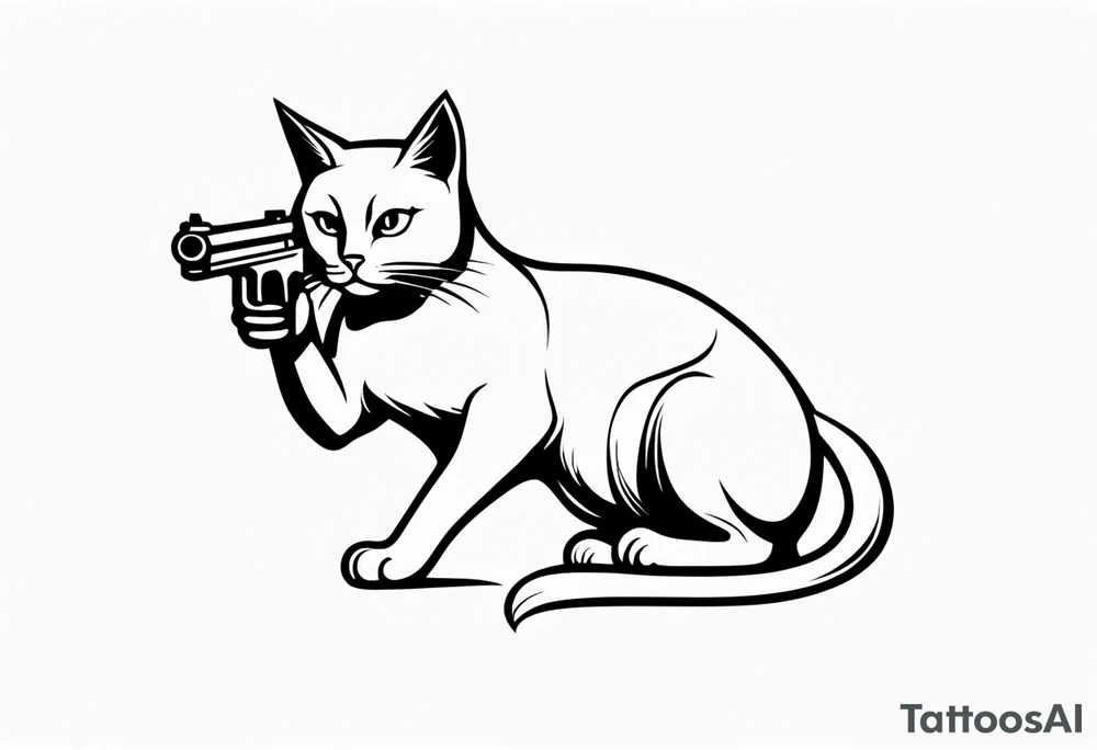 cat with gun tattoo idea