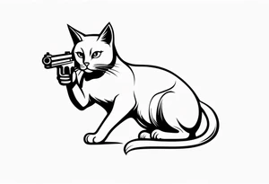 cat with gun tattoo idea
