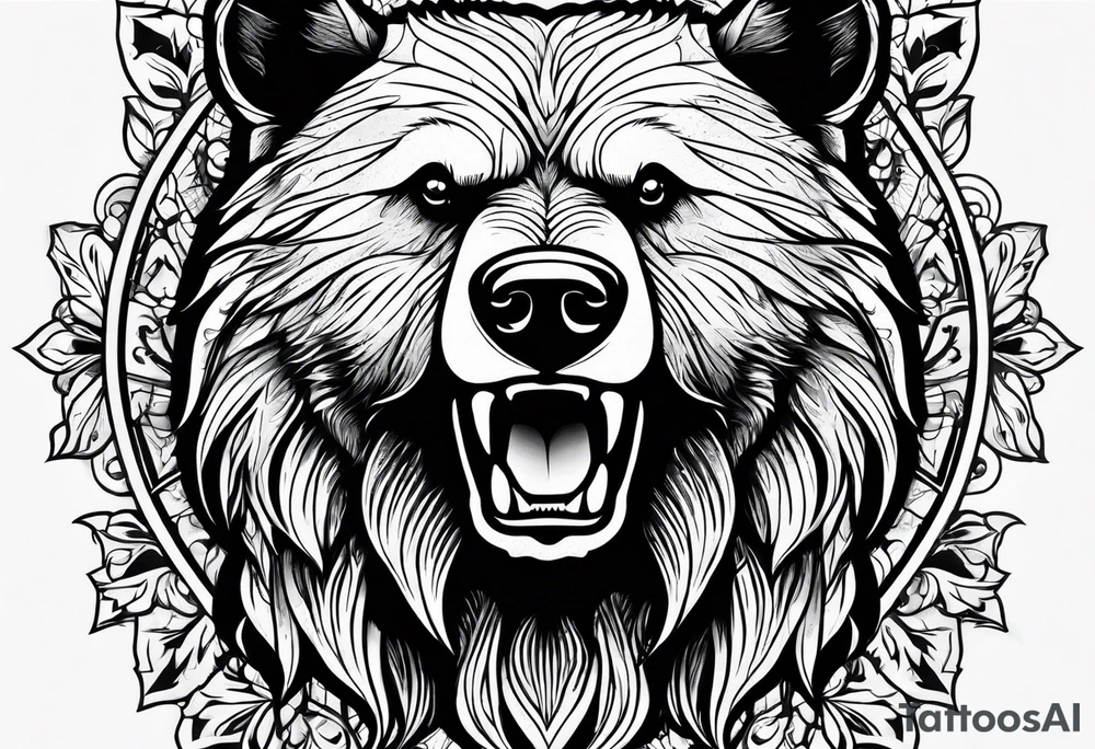 Insane killing bear Gothic primal tattoo idea