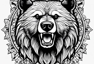 Insane killing bear Gothic primal tattoo idea