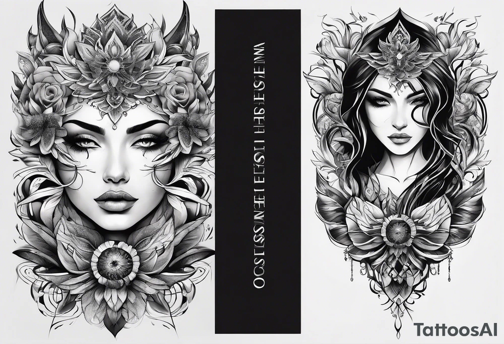 Two separate pieces one for day and one for night placed on each side of the chest tattoo idea