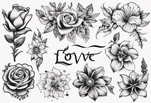 Flowers and love tattoo idea