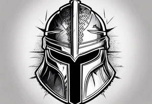Spartan helmet masculine lighting bolts with Greek mythology tattoo idea