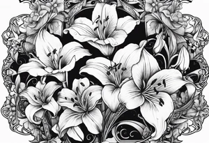 Lily flowers with Clover leaf card a cross tattoo idea