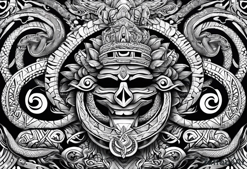 aztec snakes together tattoo idea