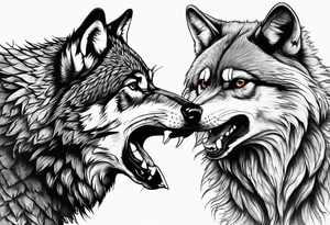 fight between Wolf and raccoon tattoo idea