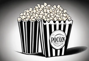 Popcorn box with vertical stripes tattoo idea