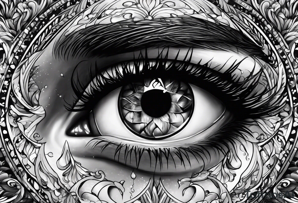 Bleeding eye rolling into head tattoo idea