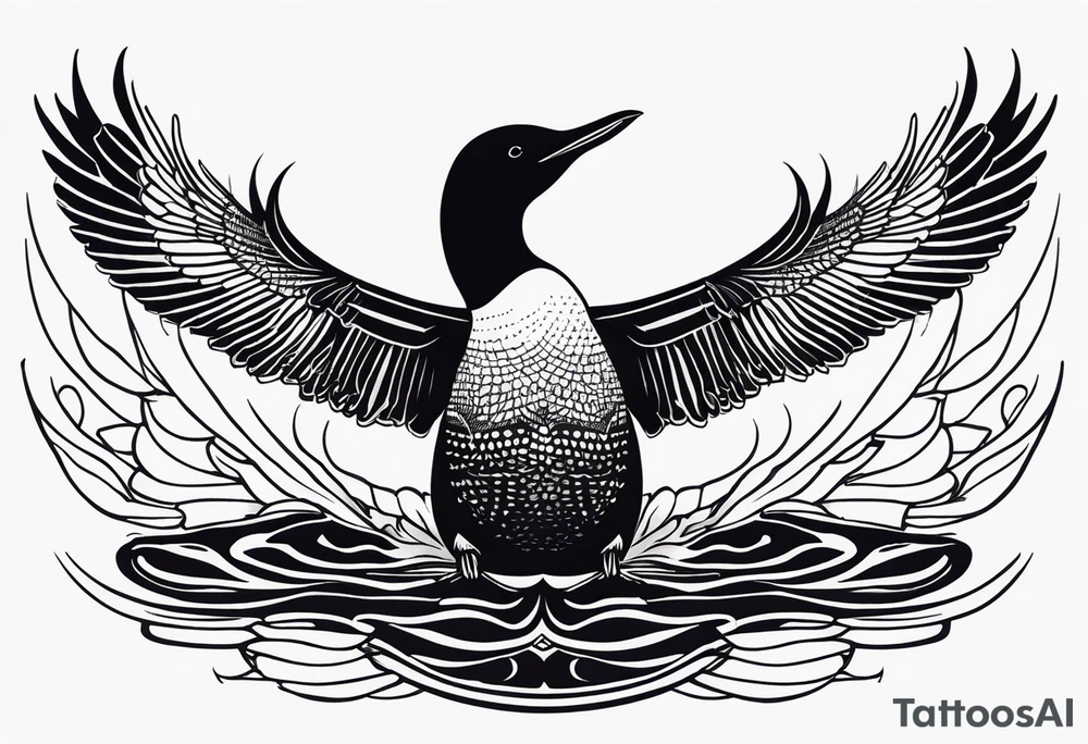 A loon with its wings spread looking badass and tough tattoo idea A loon with its wings spread looking badass and tough tattoo idea