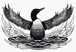 A loon with its wings spread looking badass and tough tattoo idea
