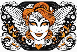 Angel masquerade face laughing that is black and orange tattoo idea